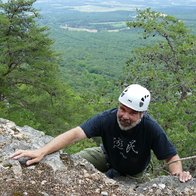 woman rock climbing